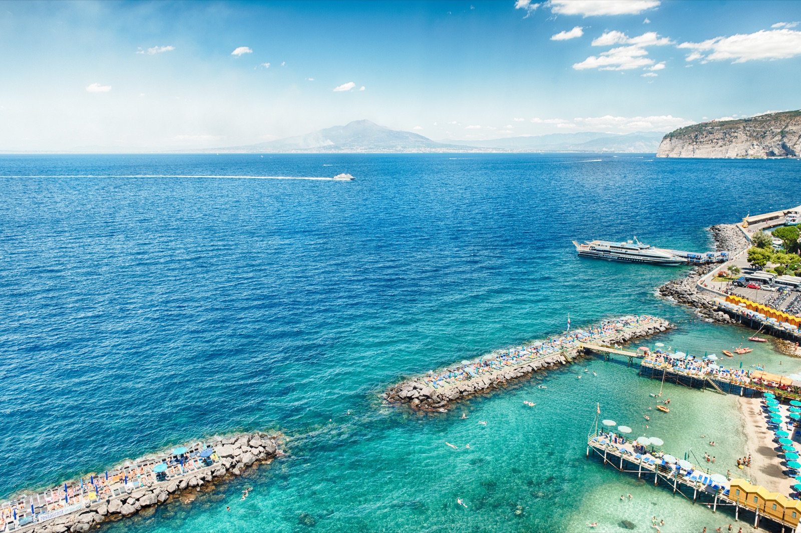 Mount Vesuvius seen from the air above the Bay of Naples